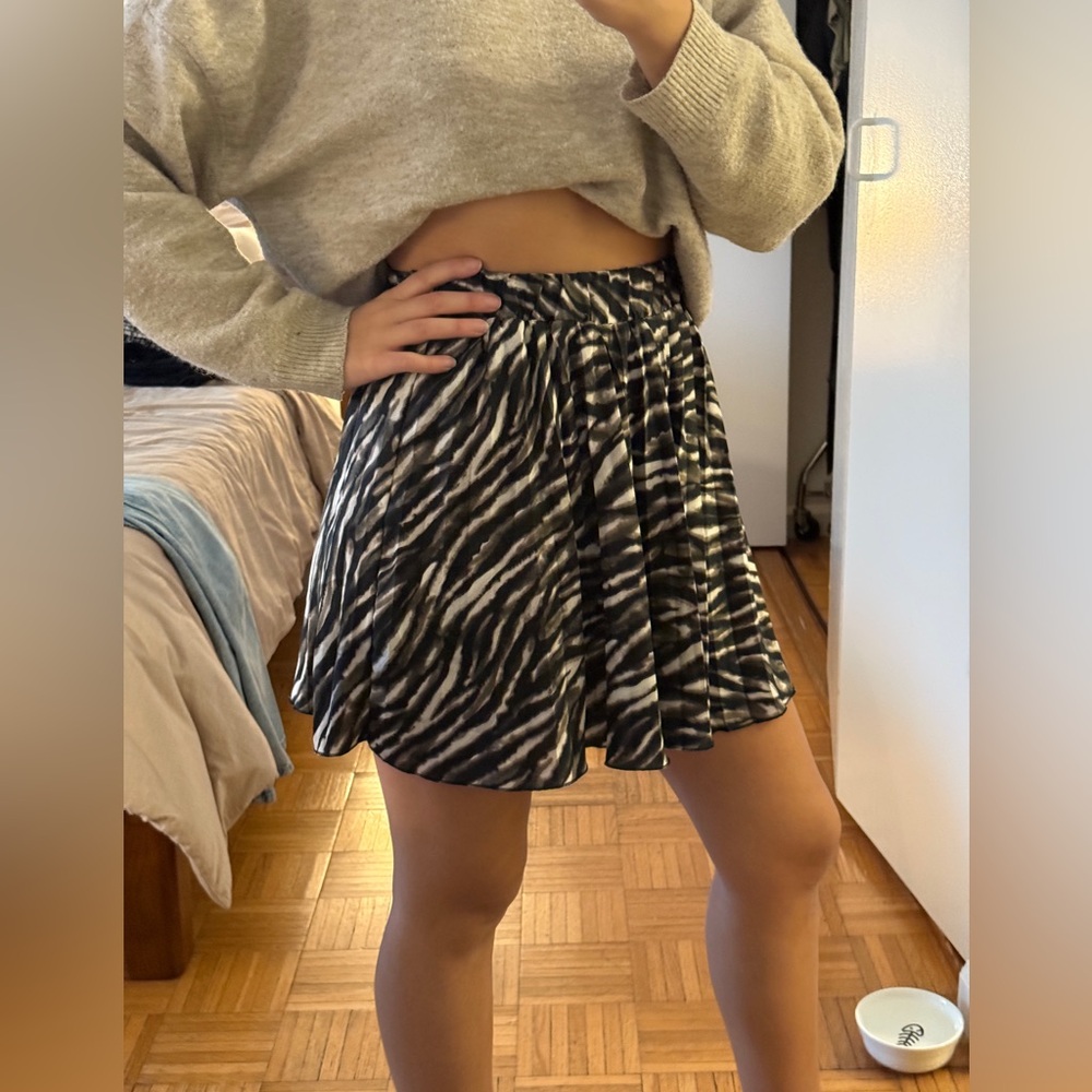 Zara Black and White Zebra Skater Skirt